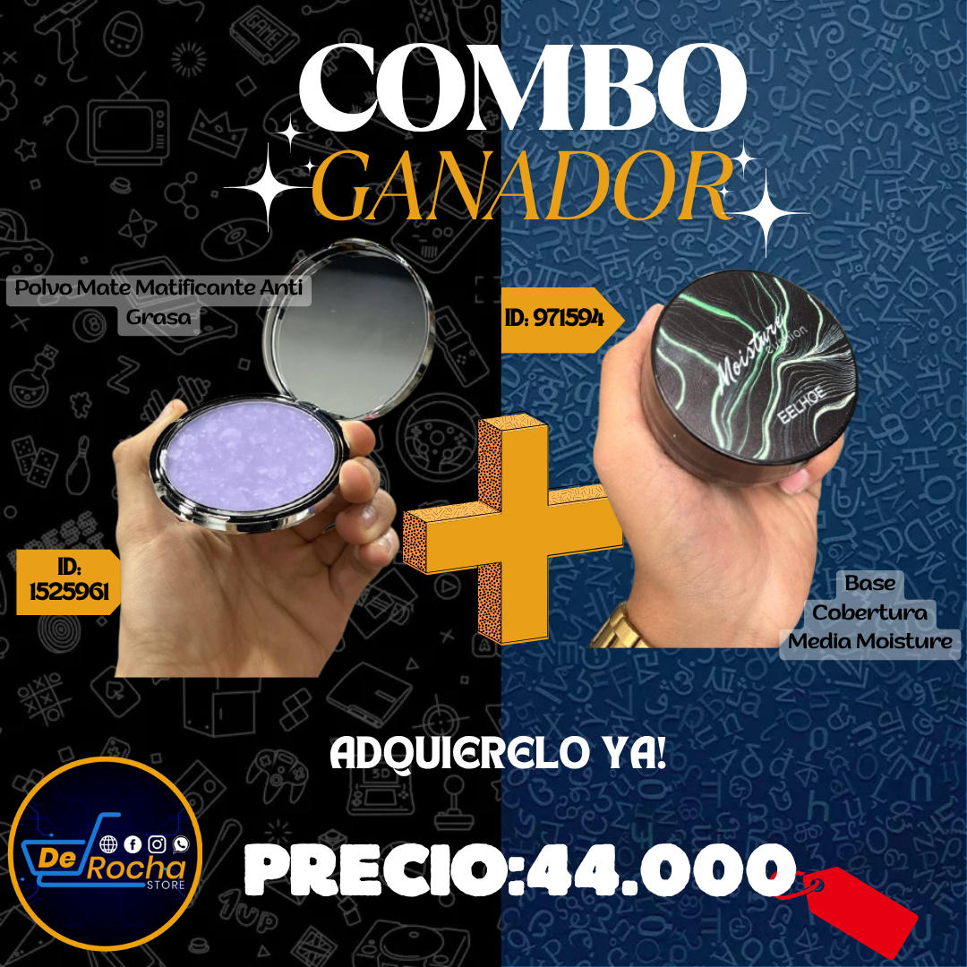 combo base corbertura+polvo matificante